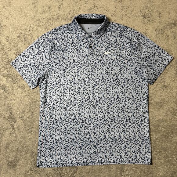 Nike Golf Tour Polo Shirt Mens L Top Micro Camo Blue Dri Fit DR5306-493 - Picture 1 of 7